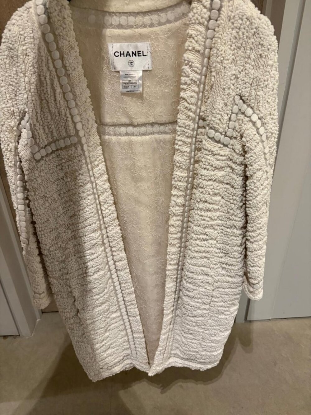 Chanel Cream Boucle Coat Size 38